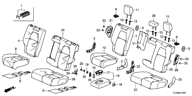 2018 Honda CR-V Pad, L. RR. Seat Cushion Diagram for 82537-TLA-A51