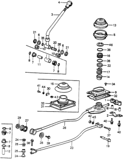1982 Honda Prelude Rod, Gearshift Diagram for 54201-692-050