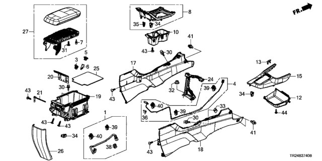 2012 Honda Civic Armrest Assembly, Console (Pale Moss Gray) Diagram for 83450-TR2-A01ZA