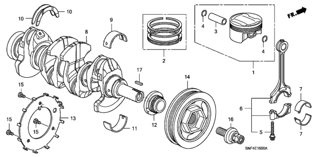 2007 Honda Civic Ring Set, Piston (Std) (Riken) Diagram for 13011-RNE-A01