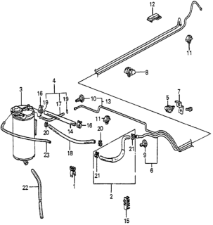 1985 Honda Accord Canister Assembly Diagram for 17300-SA0-674