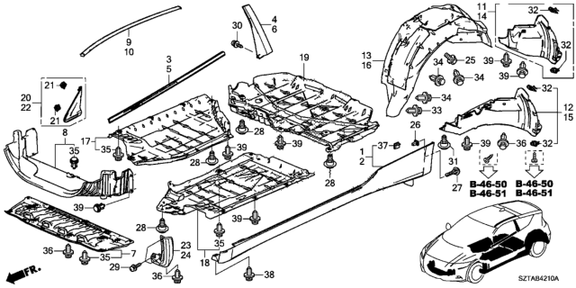 2013 Honda CR-Z Molding - Side Sill Garnish Diagram
