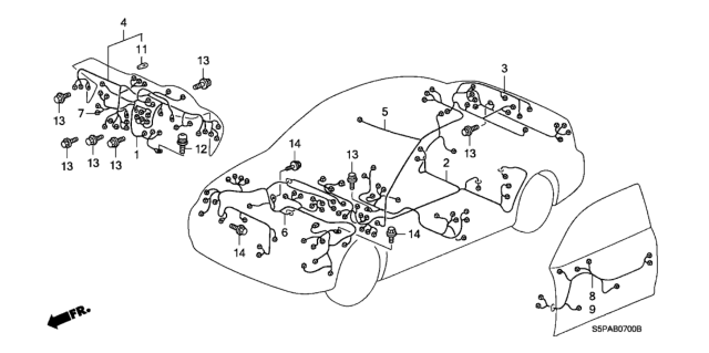 2005 Honda Civic Wire Harness, Instrument Diagram for 32117-S5P-A14