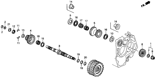 1991 Honda Accord Gear, Secondary Idle Diagram for 23495-PX4-000