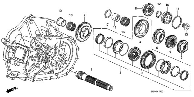 2008 Honda Civic Gear Set, Second Diagram for 23432-PNS-315