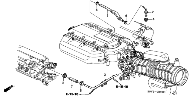 2004 Honda Pilot Pipe, Breather Diagram for 17137-PGK-A00
