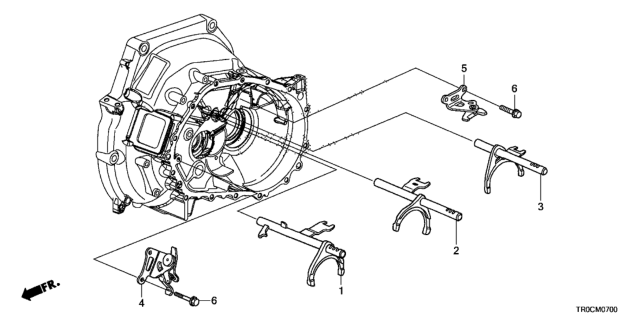 2014 Honda Civic Fork, Fifth-Reverse Gearshift Diagram for 24201-RY2-000