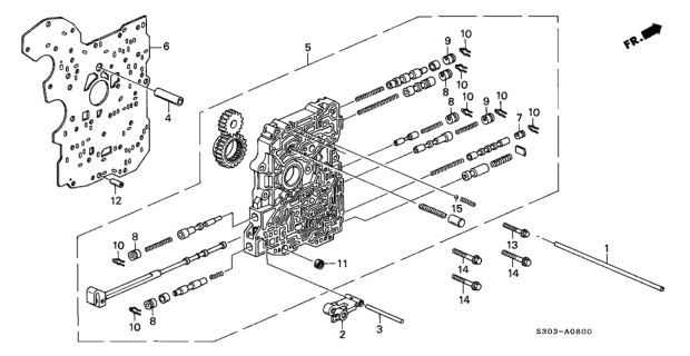 1998 Honda Prelude AT Main Valve Body Diagram