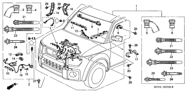 2003 Honda Element Wire Harness, Engine Diagram for 32110-PZD-A01