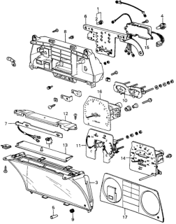 1982 Honda Civic Speedometer - Tachometer Components (Denso) Diagram