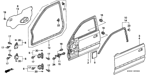 1996 Honda Civic Skin, R. FR. Door Diagram for 67111-S03-306ZZ