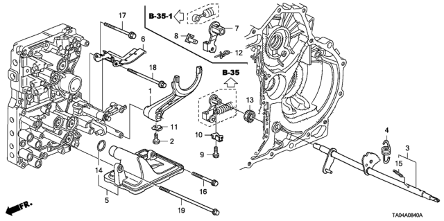2009 Honda Accord AT Shift Fork (L4) Diagram