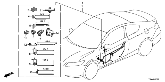 2017 Honda Accord Wire Harness, Passenger Door Diagram for 32752-T3L-A02