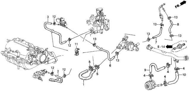 1993 Honda Prelude Hose, Bypass Inlet Diagram for 19504-P39-000
