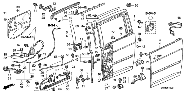 2005 Honda Odyssey Clip B Diagram for 72827-S0X-A01