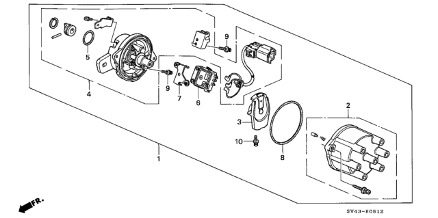 1995 Honda Accord Cap Assembly Diagram for 30102-P0G-A02