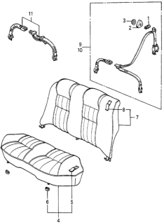 1985 Honda Accord Cover, RR. Seat Cushion Trim *YR83L* (MEEK TAN) Diagram for 78111-SA6-872ZB