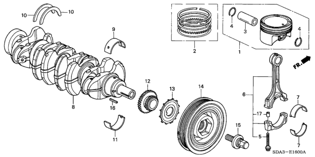 2004 Honda Accord Crankshaft - Piston (L4) Diagram