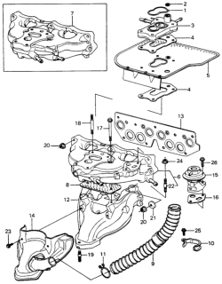 1980 Honda Civic Carburetor Insulator  - Manifold Diagram