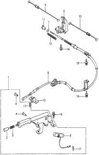 1980 Honda Accord Wire C, Parking Brake Diagram for 47521-671-670