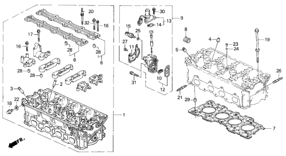 1994 Honda Del Sol Cylinder Head (V-TEC) Diagram