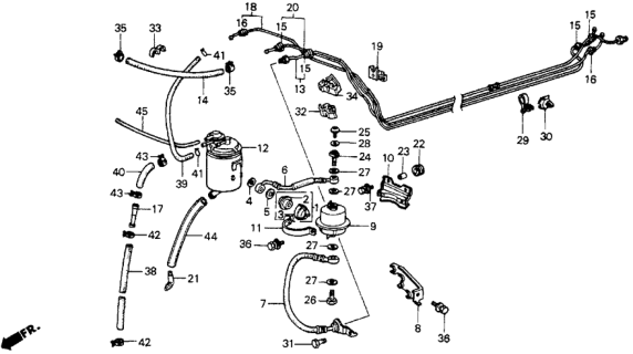 1985 Honda CRX Hose, Fuel Strainer Diagram for 16874-SB2-681