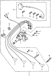 1981 Honda Prelude Wire, Ignition Center Diagram for 32723-PB3-691