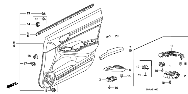 2009 Honda Civic Armrest, Right Front Door Lining (Sienna Beige) Diagram for 83530-SNA-A61ZB