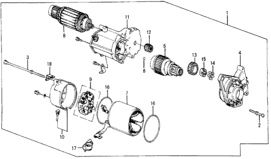 1984 Honda Civic Starter Motor (Denso) (1.4KW) Diagram