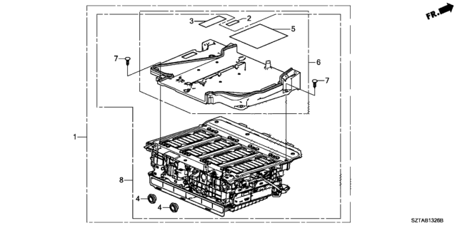 2016 Honda CR-Z Box Set, Battery Diagram for 1D080-RTW-305