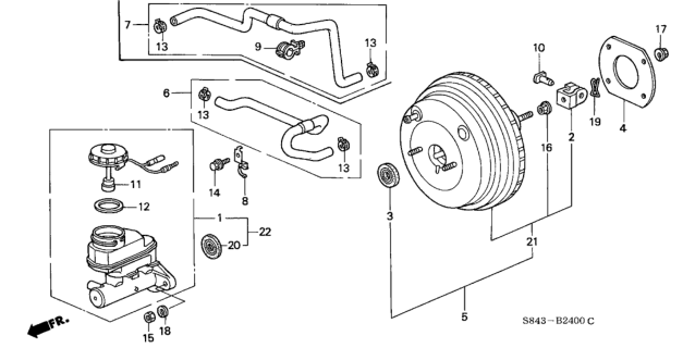 1998 Honda Accord Master Cylinder Diagram for 46100-S84-A53