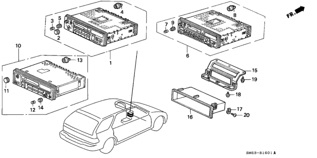 1993 Honda Accord Tuner Assy., Auto Radio (AM/FM/Cas) (Alpine) Diagram for 39100-SM5-A31