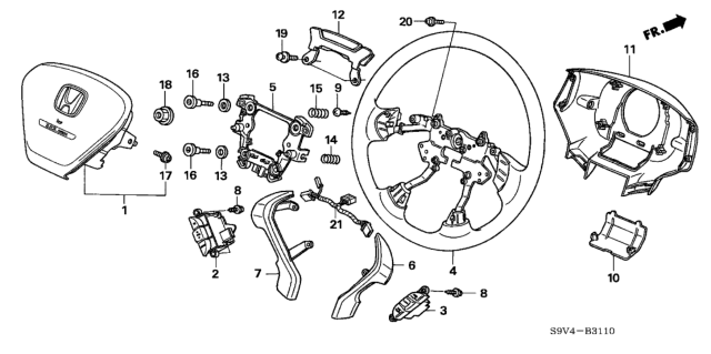 2006 Honda Pilot Steering Wheel (SRS) Diagram