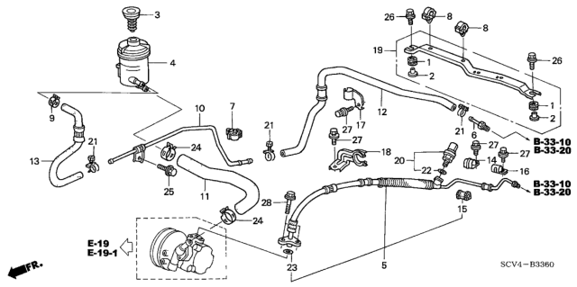 2005 Honda Element Hose, Power Steering Oil Tank Diagram for 53733-SCV-A01