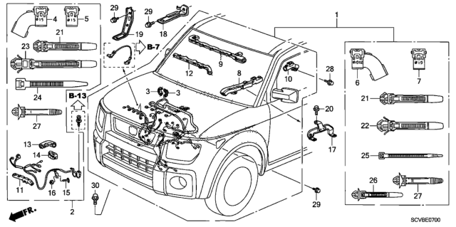 2011 Honda Element Holder C, Engine Harness Diagram for 32123-RAA-A00