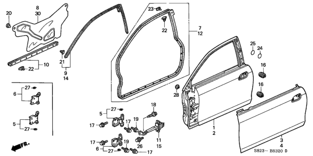 2002 Honda Accord Weatherstrip, FR. (Lower) Diagram for 72326-S82-A01