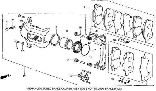 1987 Honda CRX Front Brake Caliper Diagram