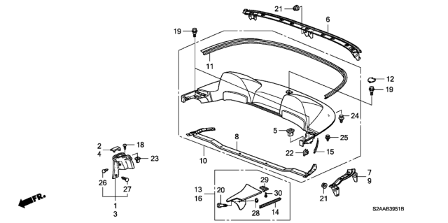 2008 Honda S2000 Rubber, RR. Cover Diagram for 86381-S2A-A00