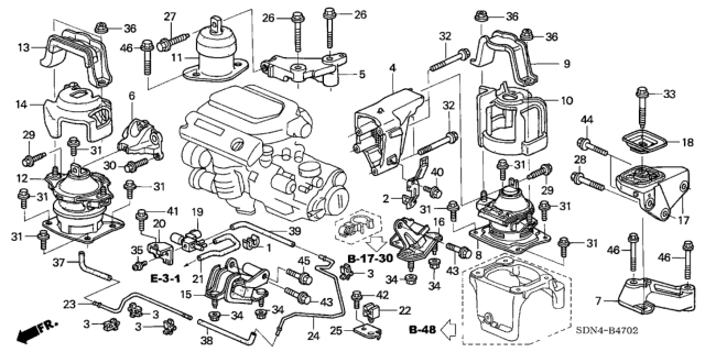 2006 Honda Accord Engine Mounts (V6) Diagram