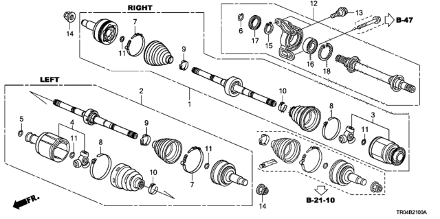 2012 Honda Civic Band C, Driveshaft Diagram for 44329-TR0-J91