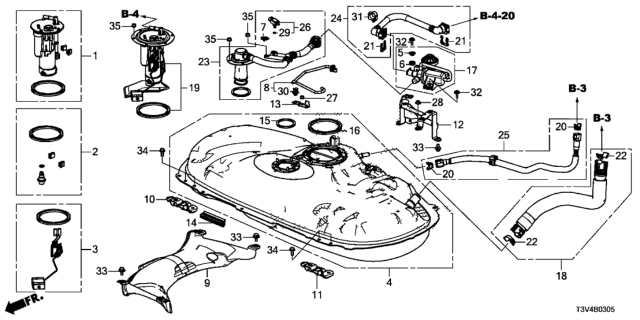 2014 Honda Accord Filter Set, Fuel Diagram for 16010-T3V-L00
