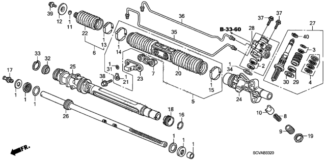 2008 Honda Element P.S. Gear Box Components Diagram