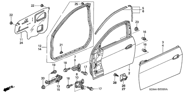 2006 Honda Accord Sub-Seal, L. FR. Door Diagram for 72365-SDN-A02