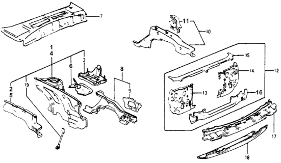 1977 Honda Accord Body Structure Components Diagram 1