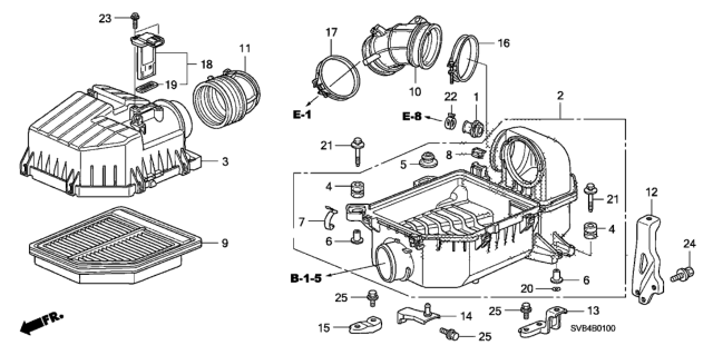 2010 Honda Civic Element Assembly, Air Cleaner Diagram for 17220-RNA-A00
