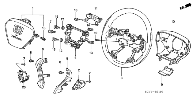 2006 Honda Element Body A, Steering Wheel (Gray) Diagram for 78501-S9V-A81ZB