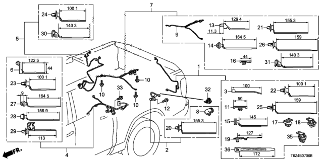 2021 Honda Ridgeline Protector, Wire Harness (7P) (Black) Diagram for 32461-SJC-A01