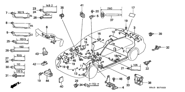 1993 Honda Civic Wire Harness, Cabin Diagram for 32100-SR3-A80