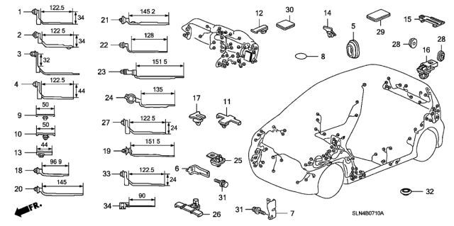 2008 Honda Fit Stay K, Engine Wire Harness Diagram for 32750-PWA-G00