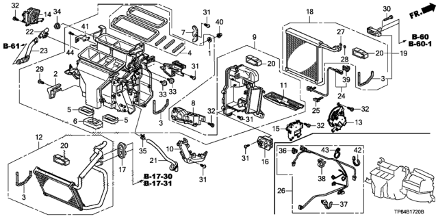 2014 Honda Crosstour Core Sub-Assembly, Heater Diagram for 79115-TA5-A01